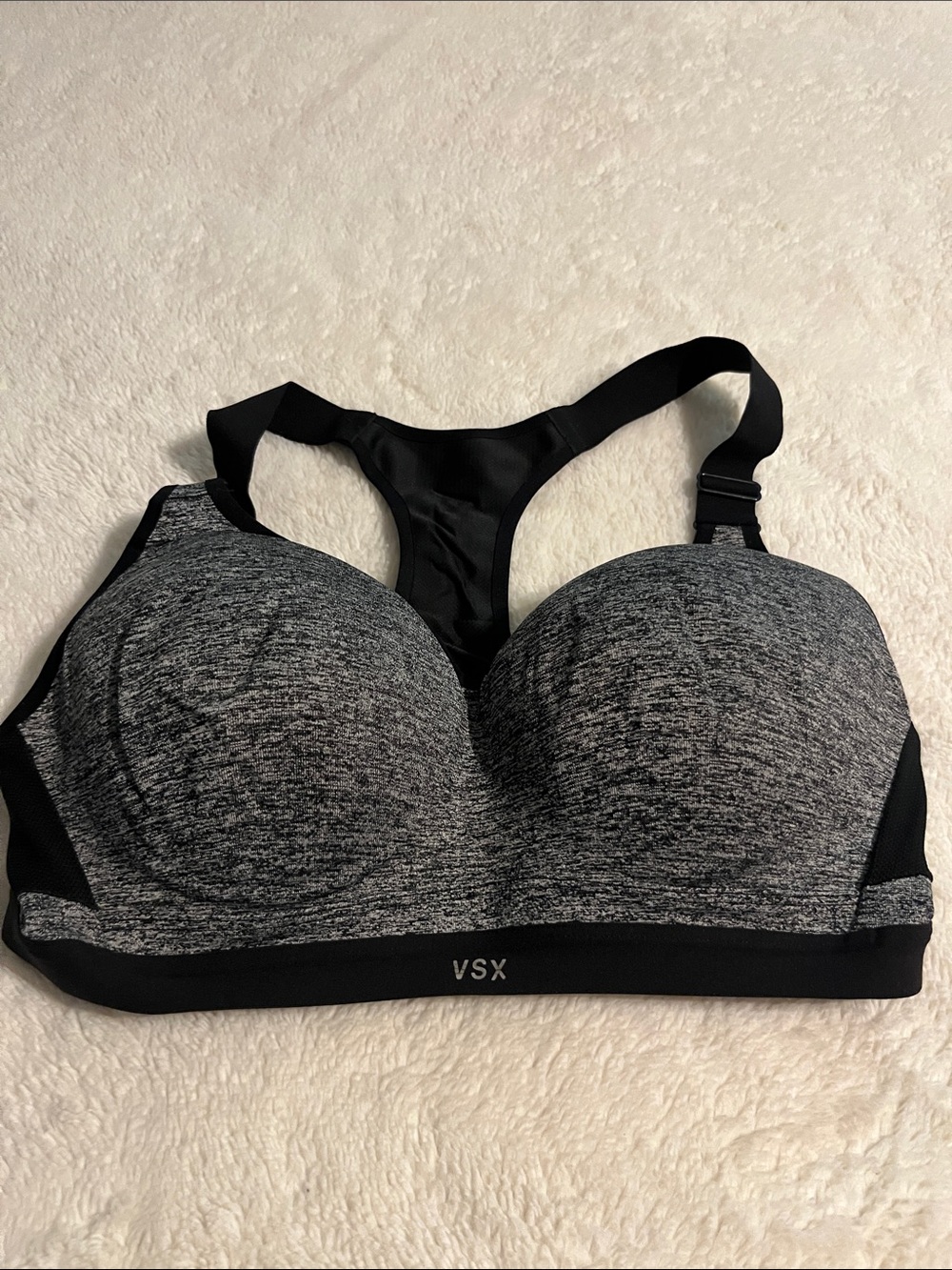 VSX Black and Heathered Gray Racerback Sports Bra